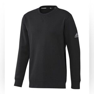 Adidas Fleece Crewneck Sweatshirt Men’s 2XL Black Sleeve Logo Relaxed Fit **READ